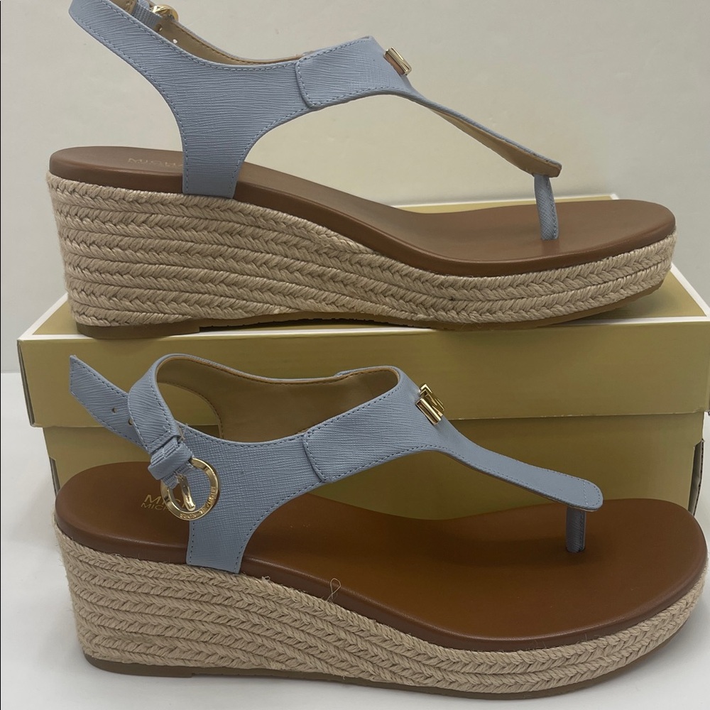 Michael Kors LANEY THONG FAUX LEATHER Pale Blue 
40TOLAMS2L Heeled Sandals Wedge